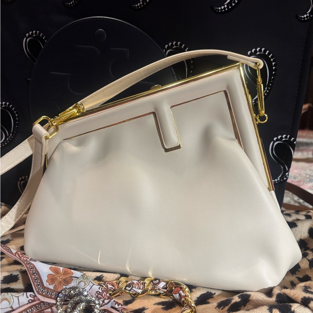 Designer Fendi inspiration purse with cross body strap or clutch